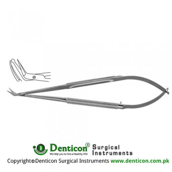 Jaboma Micro Scissor Angled - One Probed Tip Stainless Steel, 18 cm - 7" Blade Size 12 mm